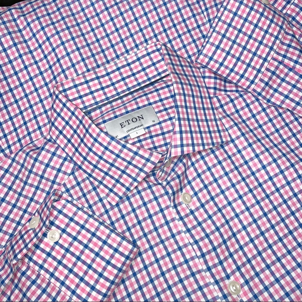Eaton Shirt Mens Plaid Long Sleeve Button up Sz L